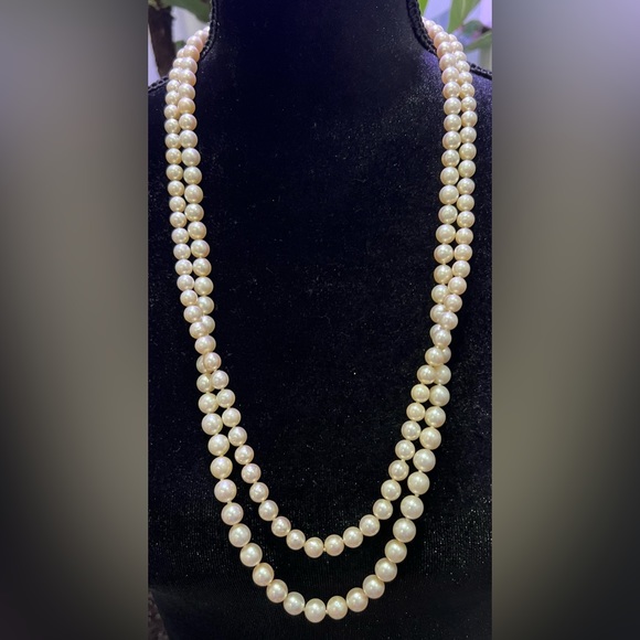 Double Strand Pearl Necklace - Picture 2 of 6